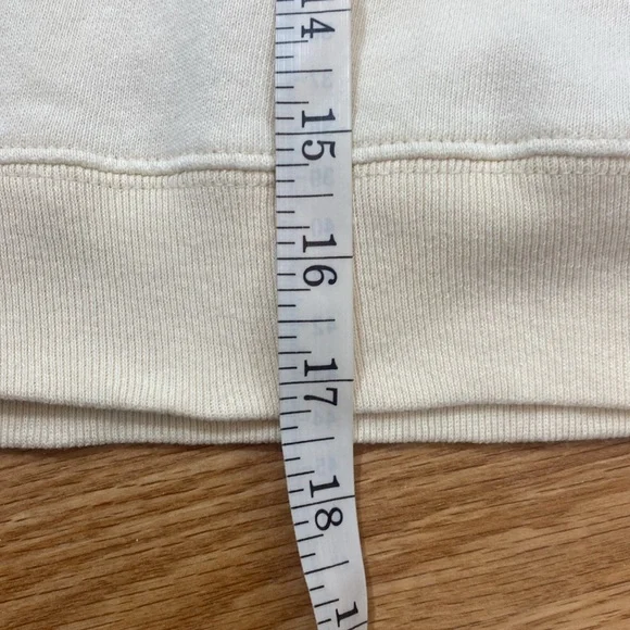 Cream Ruffle Trim Long Sleeve Sweater Top Dress up or down Size S 100% Cotton - Picture 10 of 12